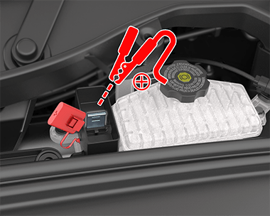 低压电源正极电缆连接到正极跨接接线柱。